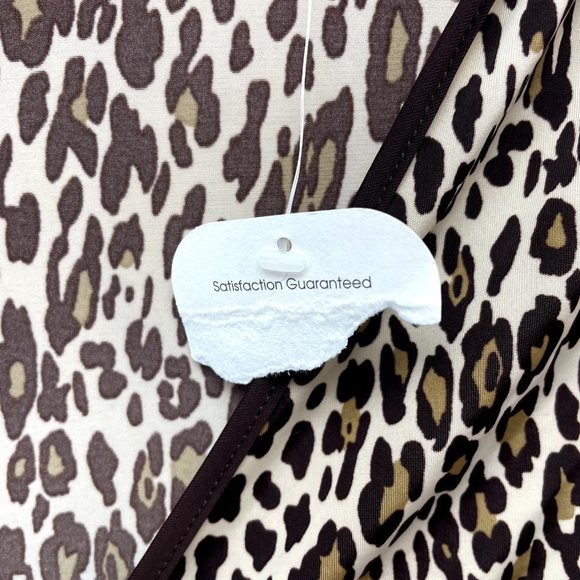 NWT NEW No Boundaries Brown Beige Cheetah Leopard Slinky Stretch Babydoll Top L - Picture 9 of 10